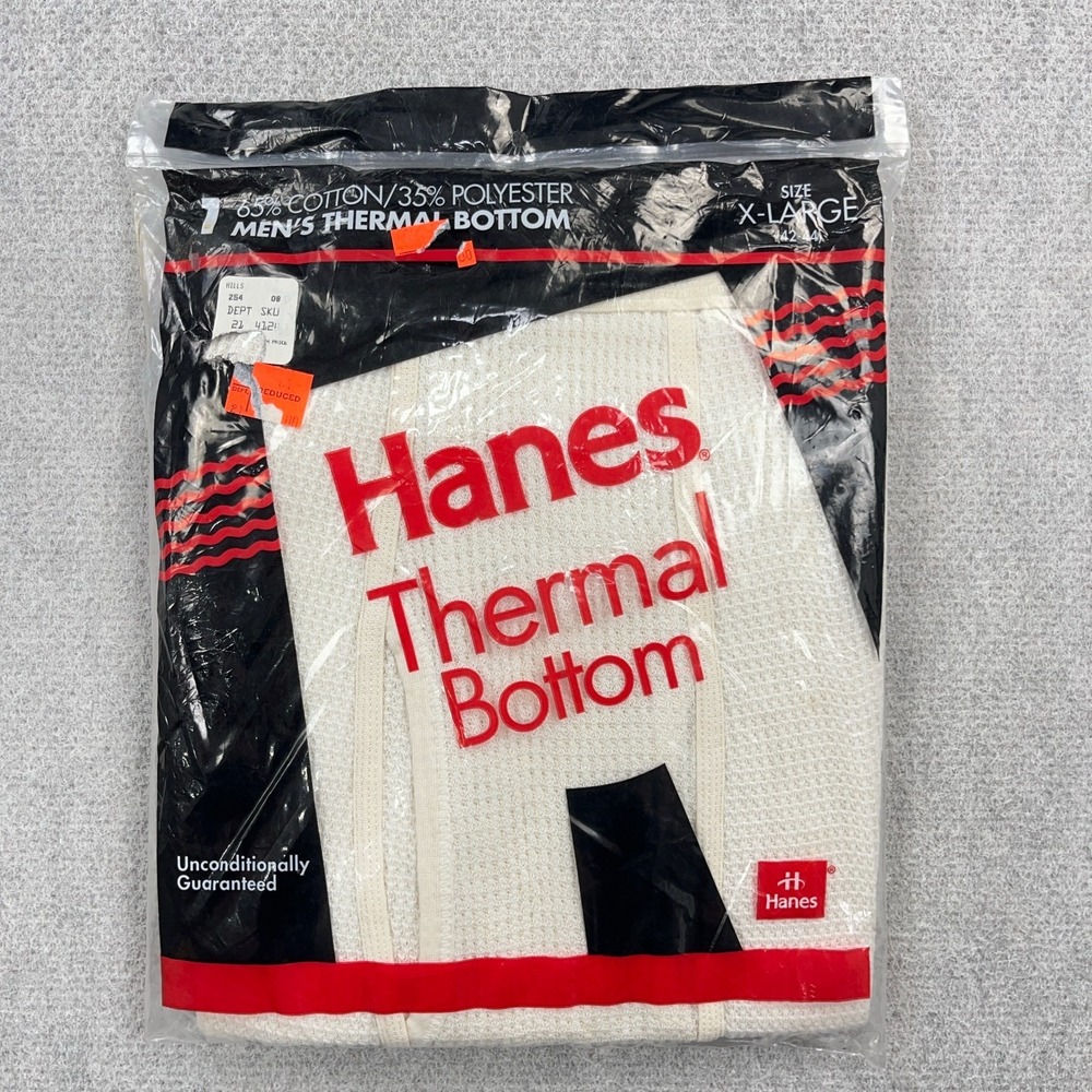 Vintage Hanes Thermal Bottom Mens XL 42-44 Long Johns New Deadstock 1994 90s